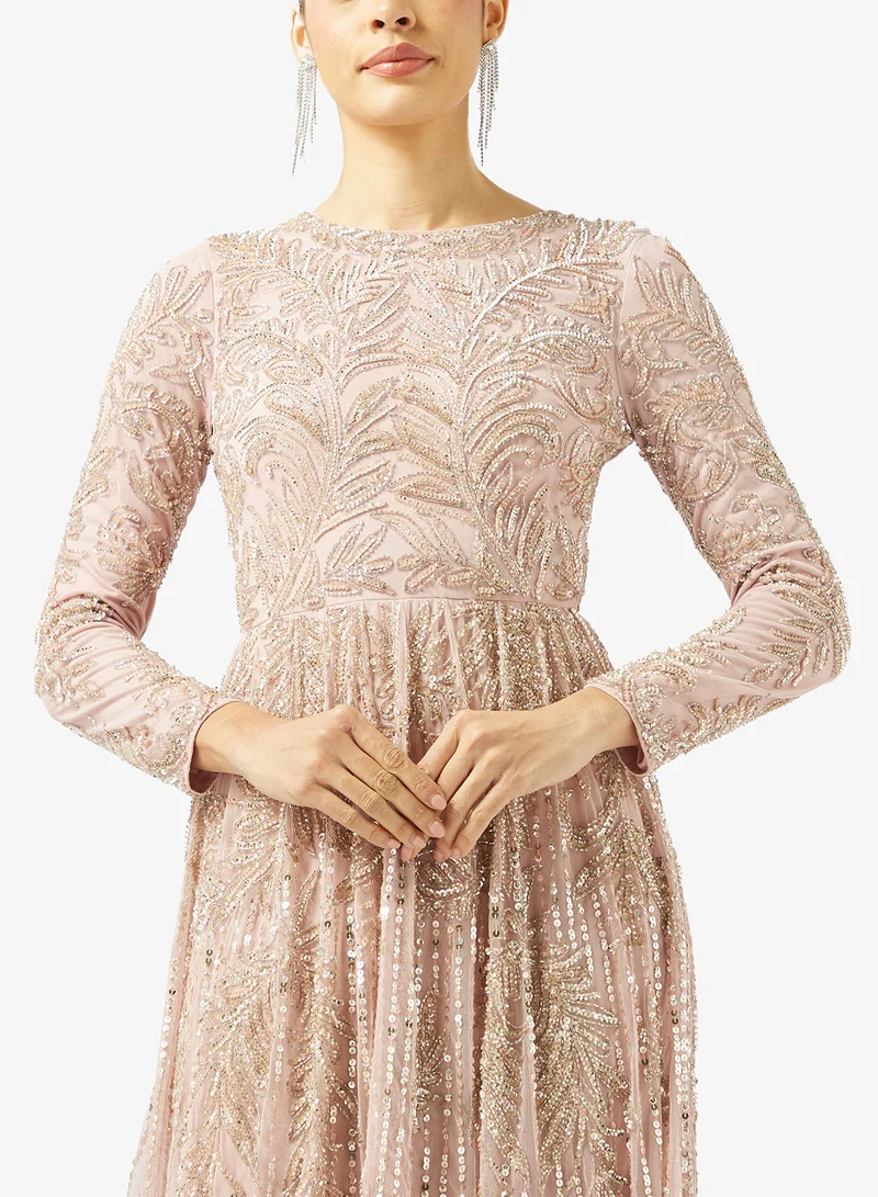 MARYISA  Embellished Ppleated Maxi Dress for Women | Best Price UAE